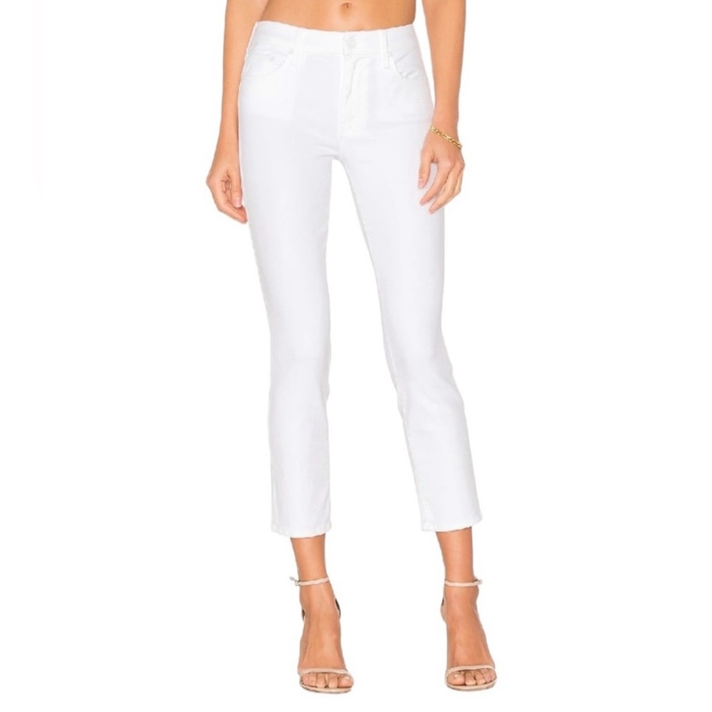 MOTHER Jeans The Looker Crop in Glass Slipper Skinny Ram Hem White Size 25